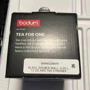 Bodum Tea for One glass tea cup infuser with double glass wall 12 fl oz